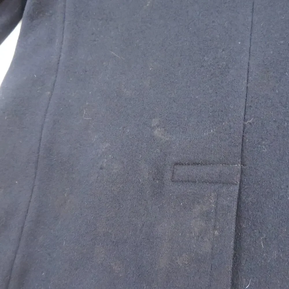 MILITARY PEA COAT USN WWII 1940s Corduroy Pockets 10 Buttons Chin Strap Sz S